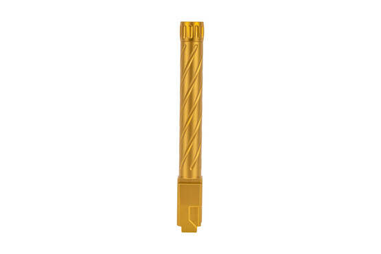 Primary Machine threaded fluted match grade CZ P09 barrel with titanium nitride gold finish for 9mm